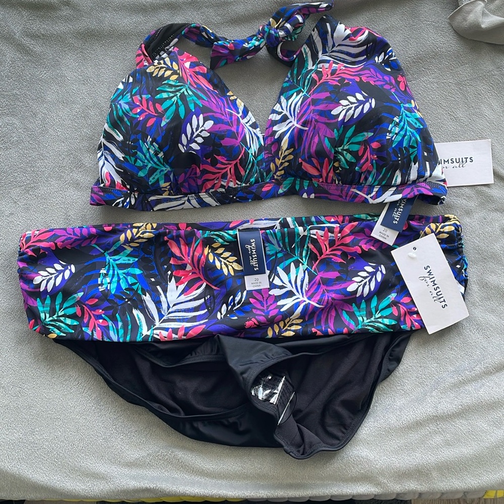 2 Swimsuits For All Women's Sz 20 Floral Prints NWT Nice 2 piece swim suits
